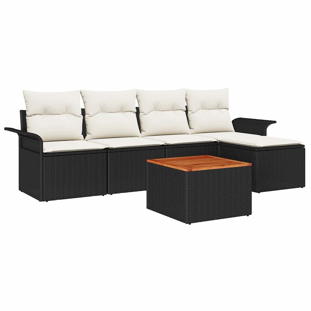Havesofa Sæt Med Pude 6 Dele Polyrattan - Billede 2