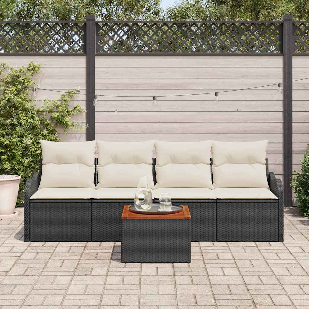 Havesofa Sæt Med Pude 5 Dele Polyrattan - Billede 3