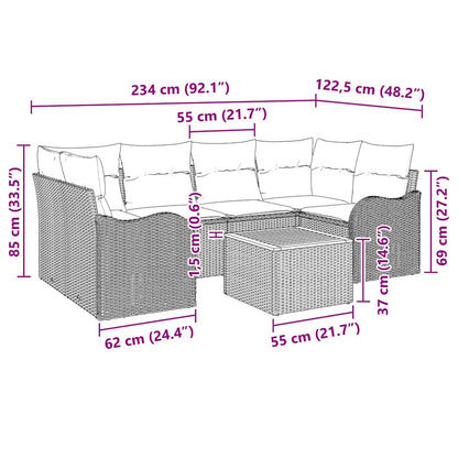 Havesofa Sæt Med Pude 7 Dele Polyrattan - Billede 9
