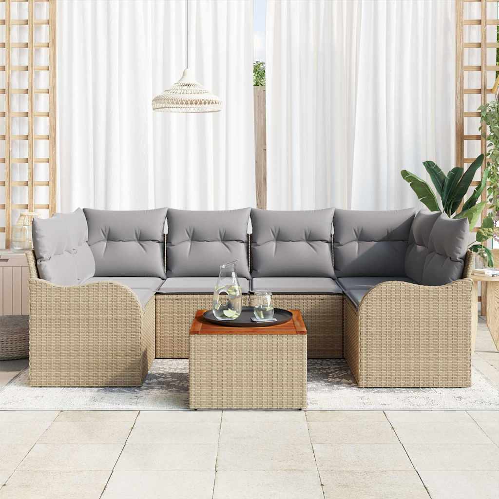 Havesofa Sæt Med Pude 7 Dele Polyrattan