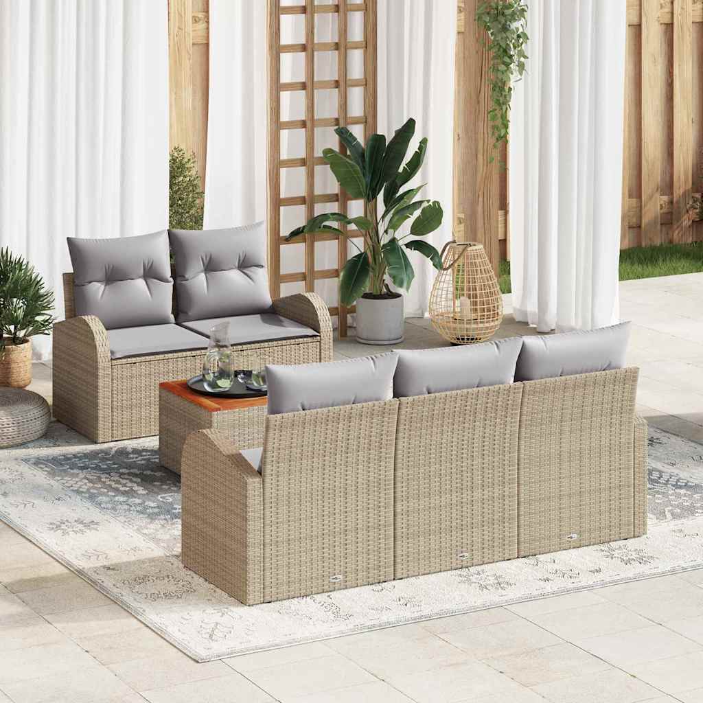 Havesofa Sæt Med Pude 6 Dele Polyrattan