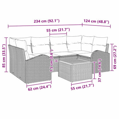 Havesofa Sæt Med Pude 7 Dele Polyrattan - Billede 13
