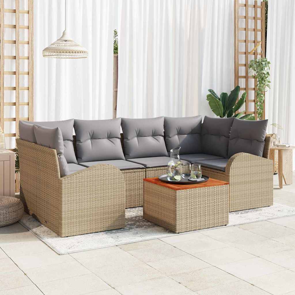 Havesofa Sæt Med Pude 7 Dele Polyrattan