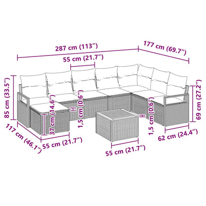 Havesofa Sæt 9 Stk. Polyrattan - Billede 10