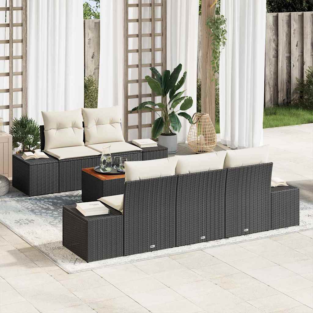 Havesofa Sæt Med Pude 6 Dele Polyrattan - Hovedbillede