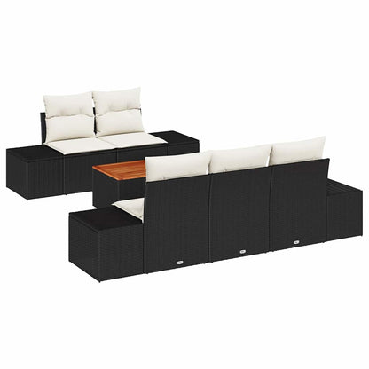 Havesofa Sæt Med Pude 6 Dele Polyrattan - Billede 2
