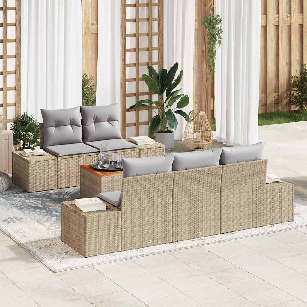 Havesofa Sæt Med Pude 6 Dele Polyrattan