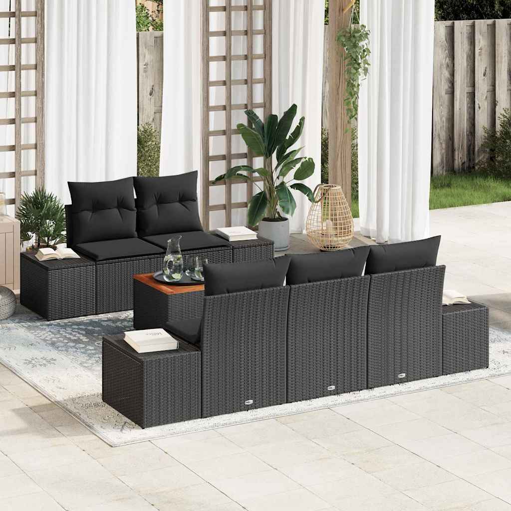Havesofa Sæt Med Pude 6 Dele Polyrattan