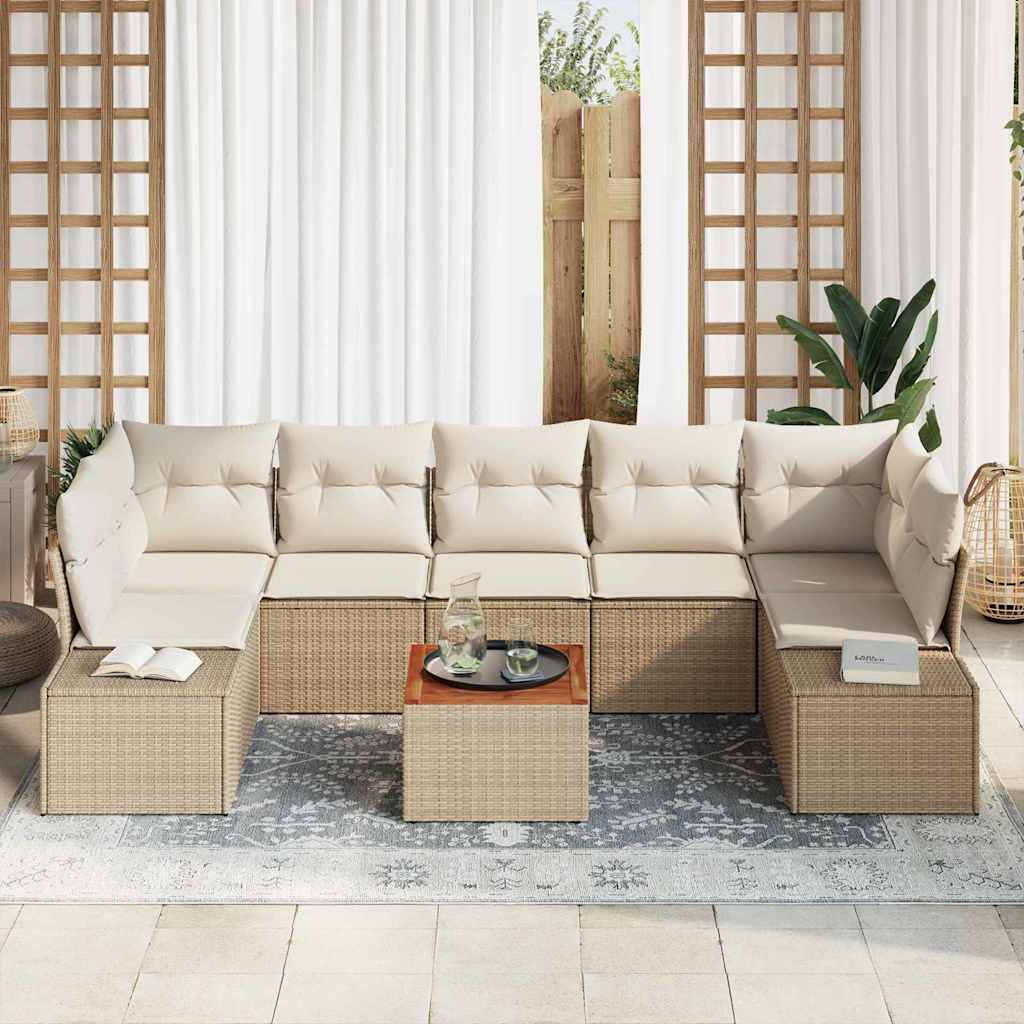 Havesofa Sæt Med Pude 8 Dele Polyrattan - Billede 3