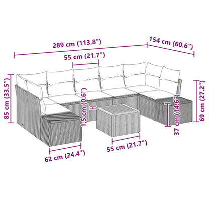 Havesofa Sæt Med Pude 8 Dele Polyrattan - Billede 9