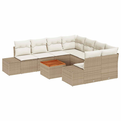 Havesofa Sæt Med Pude 9 Dele Polyrattan - Billede 2