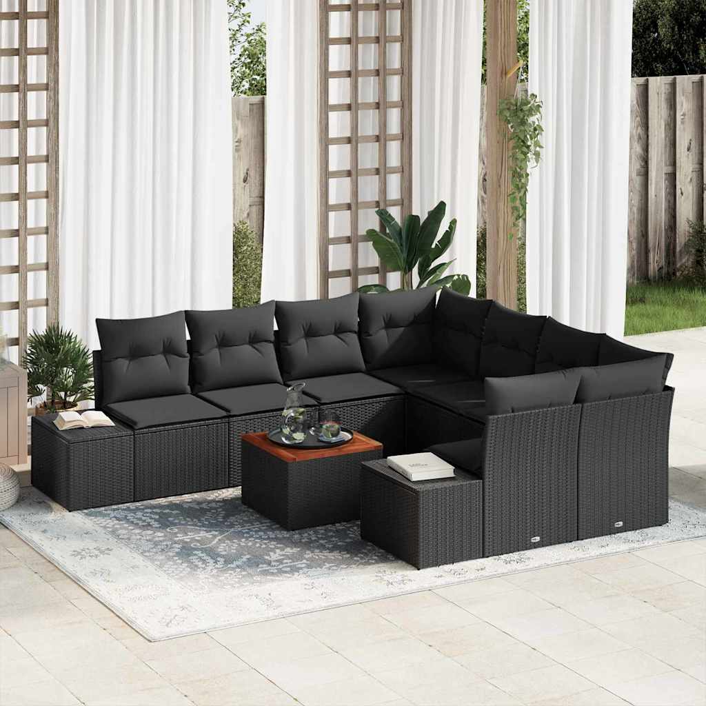 Havesofa Sæt Med Pude 9 Dele Polyrattan - Variant 3347940