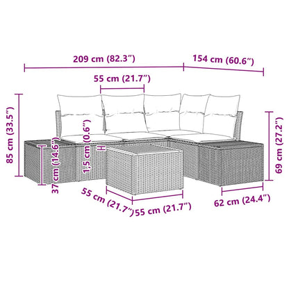 Havesofa Sæt 5 Stk. Polyrattan - Billede 9