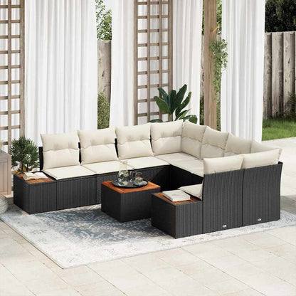 Havesofa Sæt Med Pude 9 Dele Poly Rattan - Hovedbillede