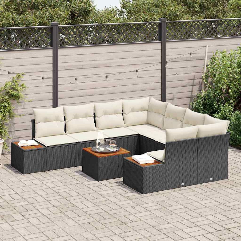 Havesofa Sæt Med Pude 9 Dele Poly Rattan - Billede 3
