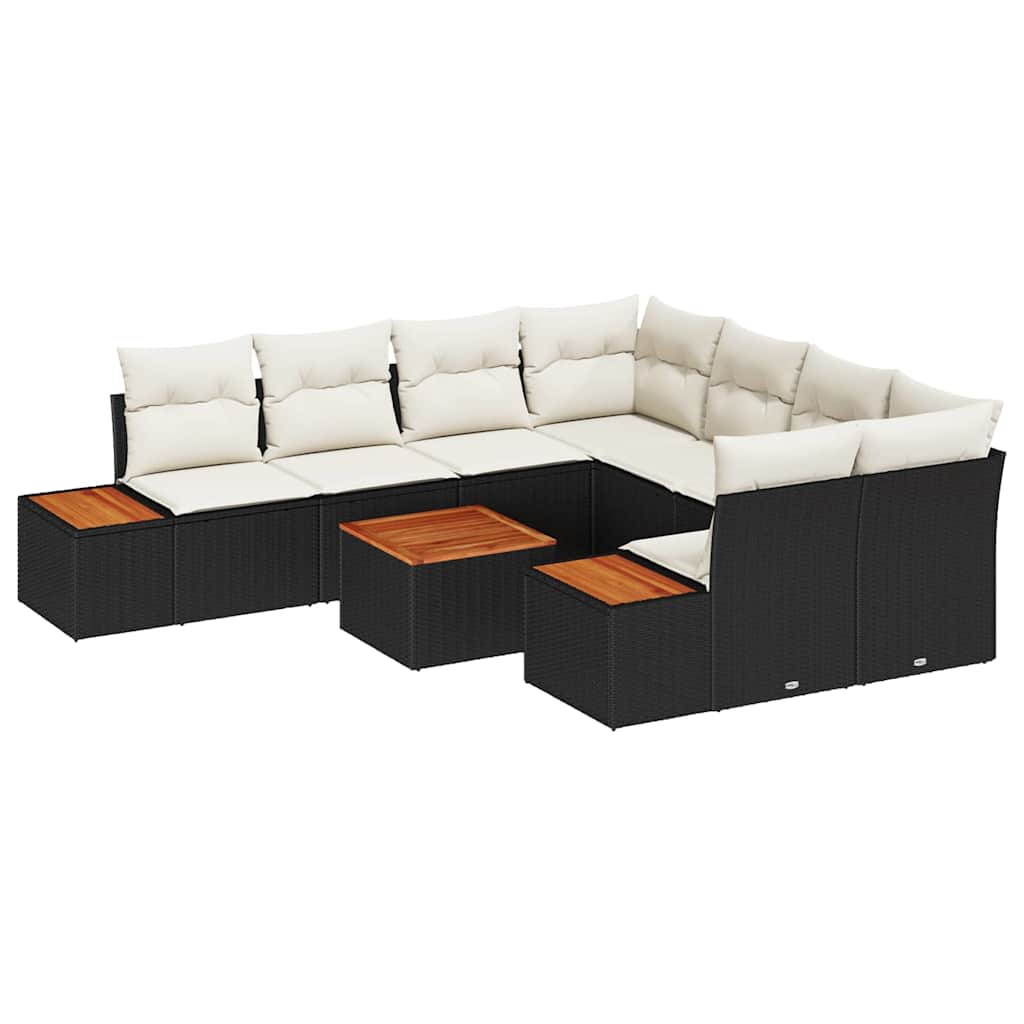 Havesofa Sæt Med Pude 9 Dele Poly Rattan - Billede 2