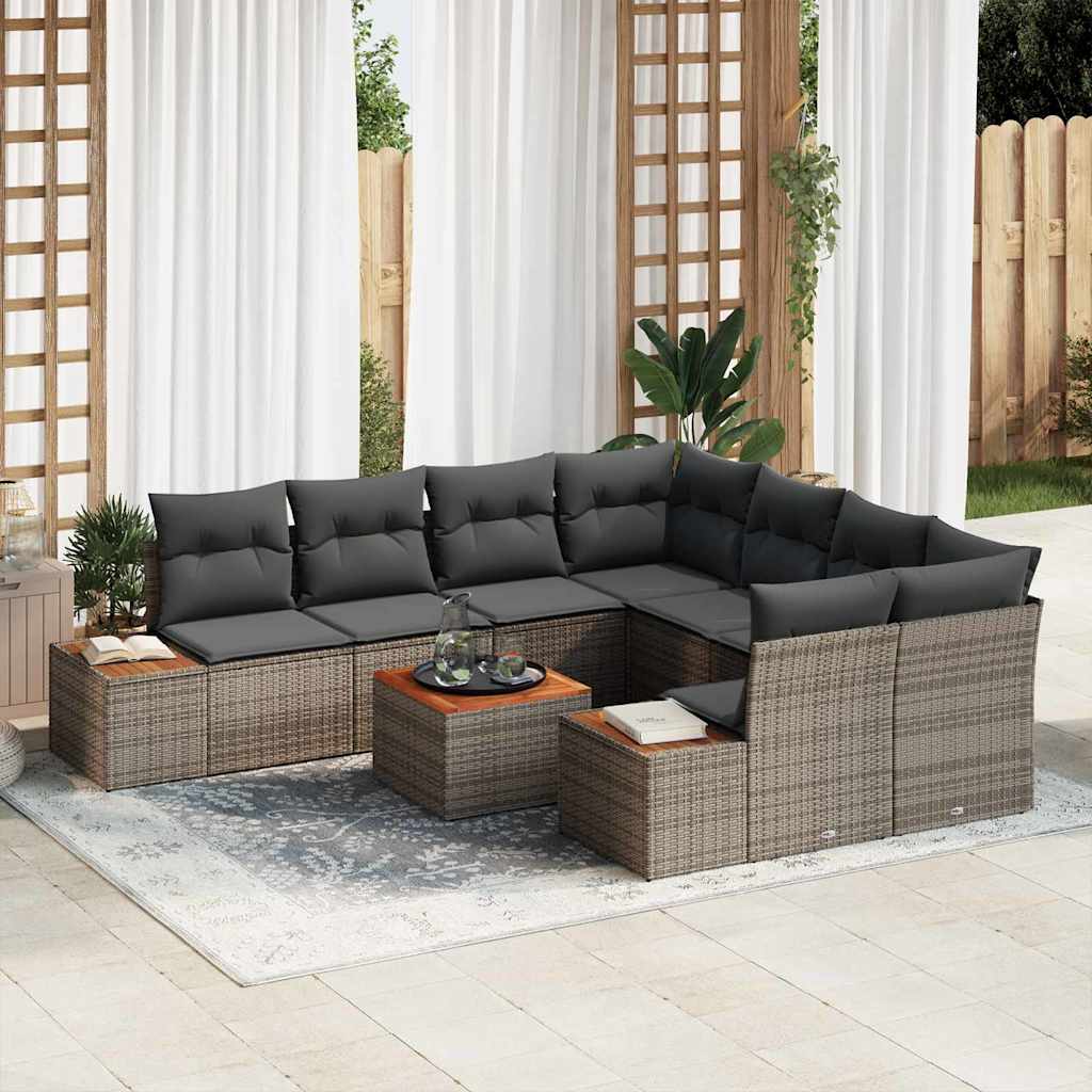 Havesofa Sæt Med Pude 9 Dele Poly Rattan
