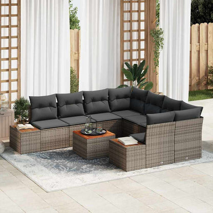 Havesofa Sæt Med Pude 9 Dele Poly Rattan
