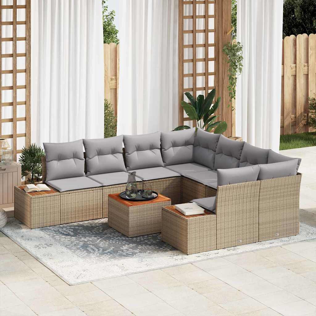 Havesofa Sæt Med Pude 9 Dele Poly Rattan