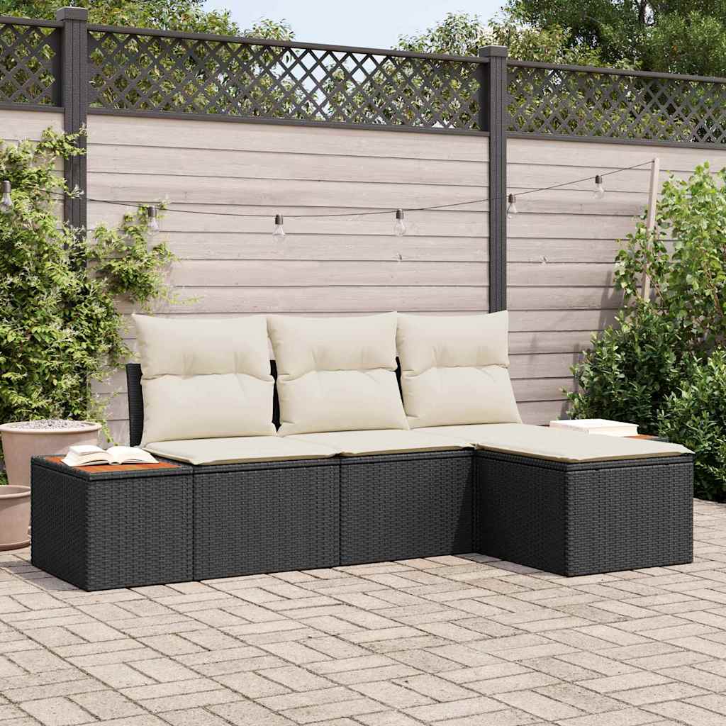 Havesofa Sæt Med Pude Med Pude 4 Dele Polyrattan - Hovedbillede