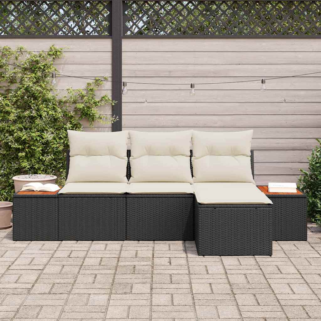 Havesofa Sæt Med Pude Med Pude 4 Dele Polyrattan - Billede 3