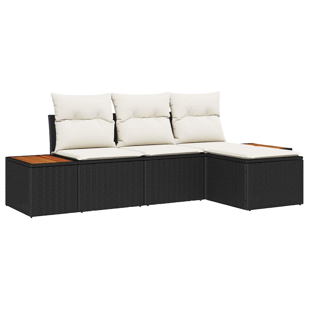 Havesofa Sæt Med Pude Med Pude 4 Dele Polyrattan - Billede 2