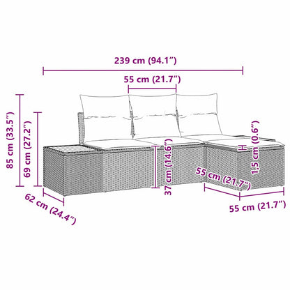 Havesofa Sæt Med Pude Med Pude 4 Dele Polyrattan - Billede 8