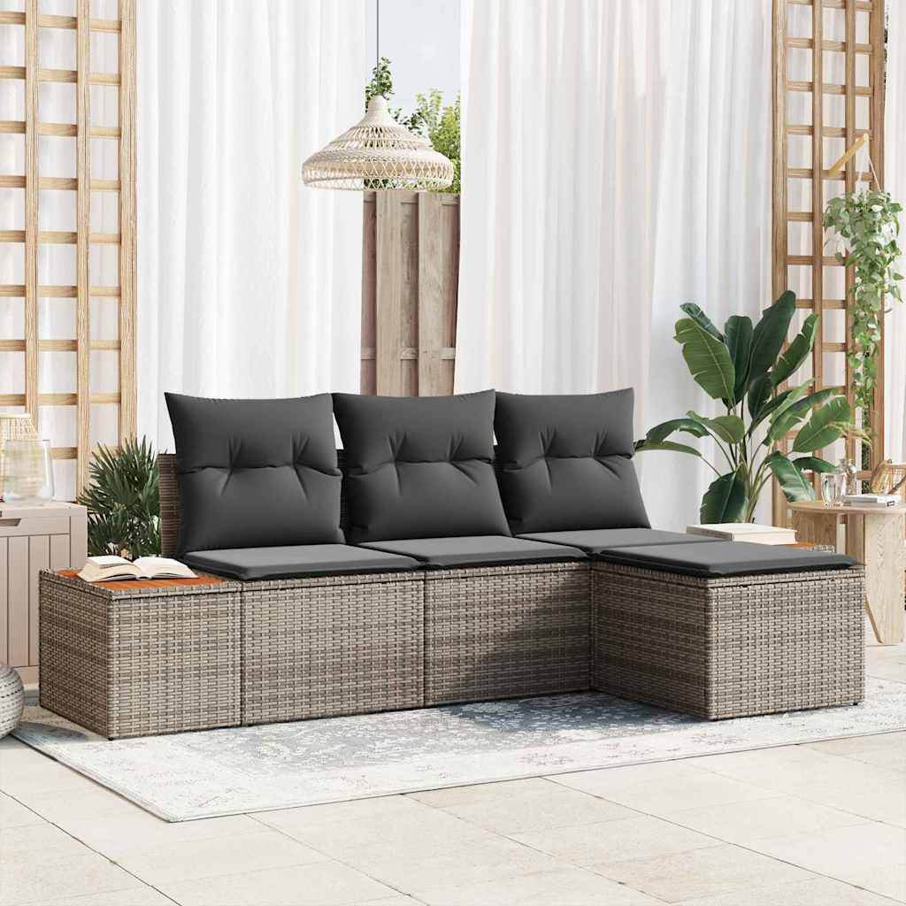 Havesofa Sæt Med Pude Med Pude 4 Dele Polyrattan