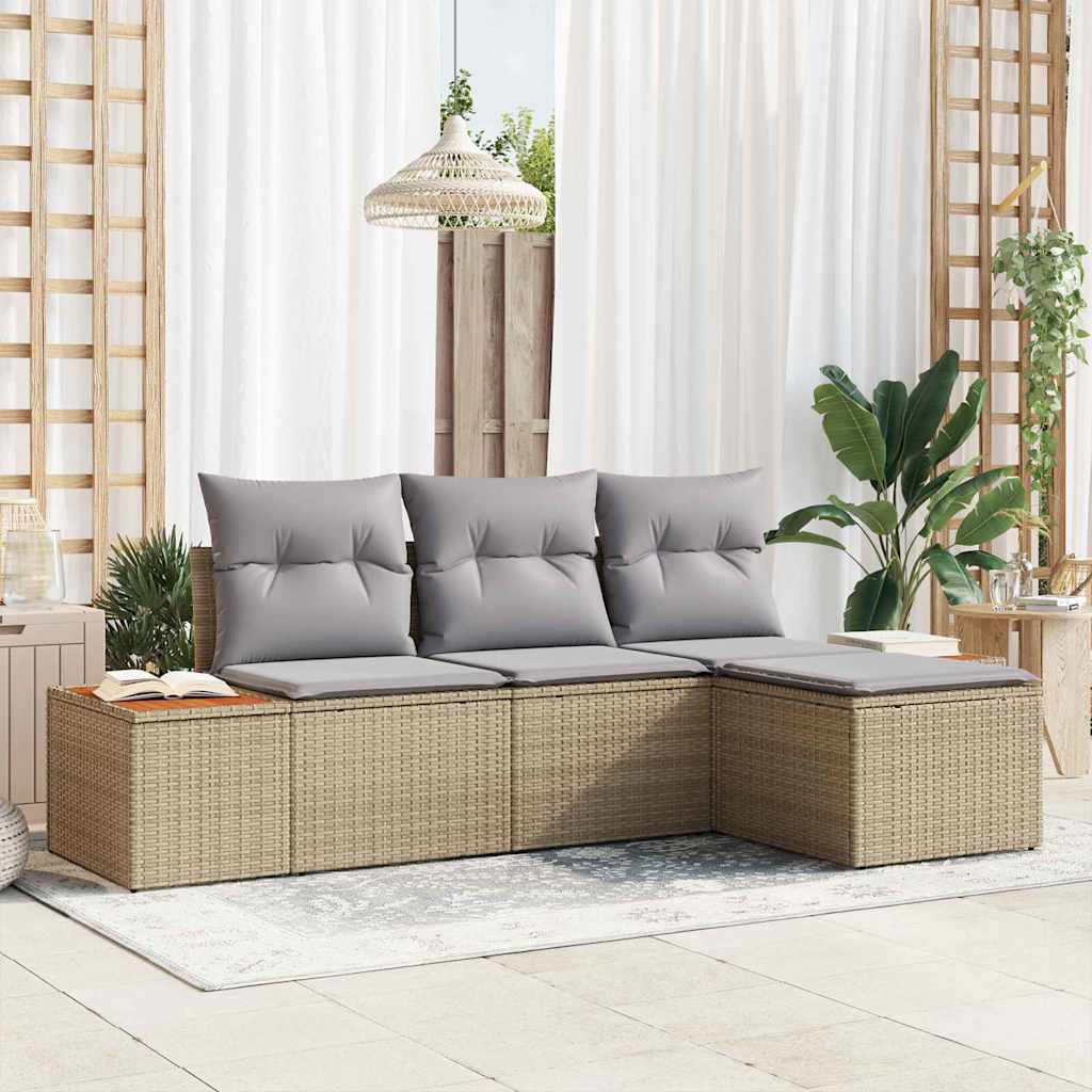 Havesofa Sæt Med Pude Med Pude 4 Dele Polyrattan
