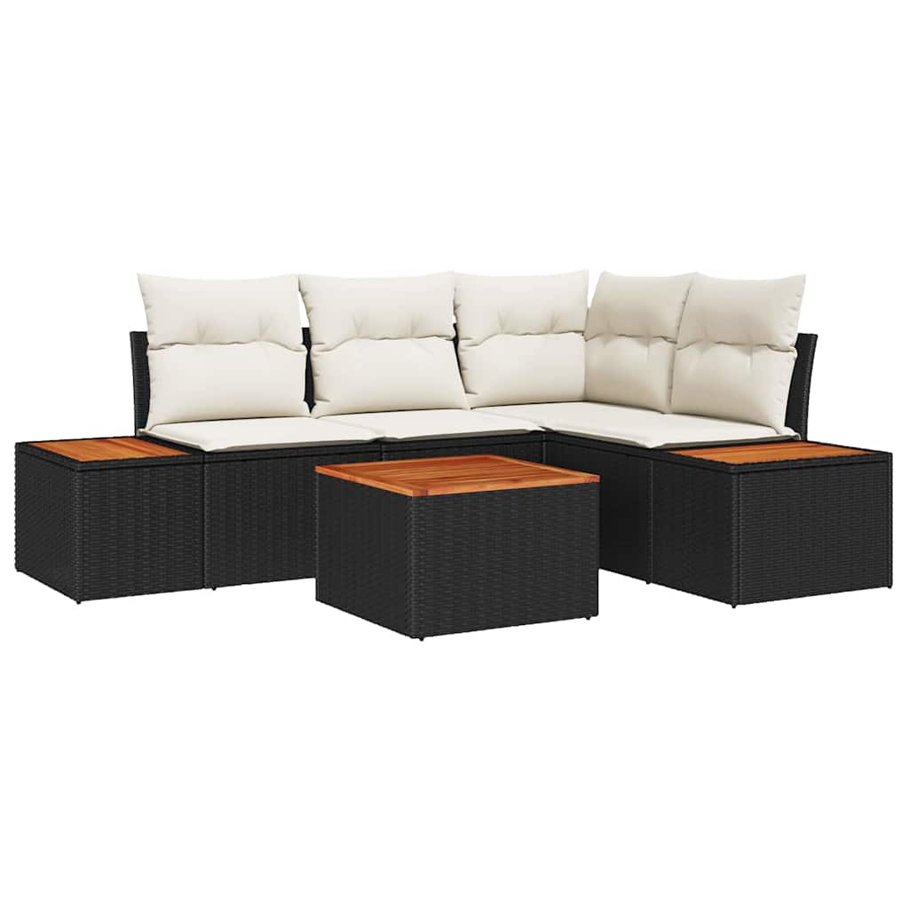 Havesofa Sæt Med Pude 5 Dele Poly Rattan - Billede 2