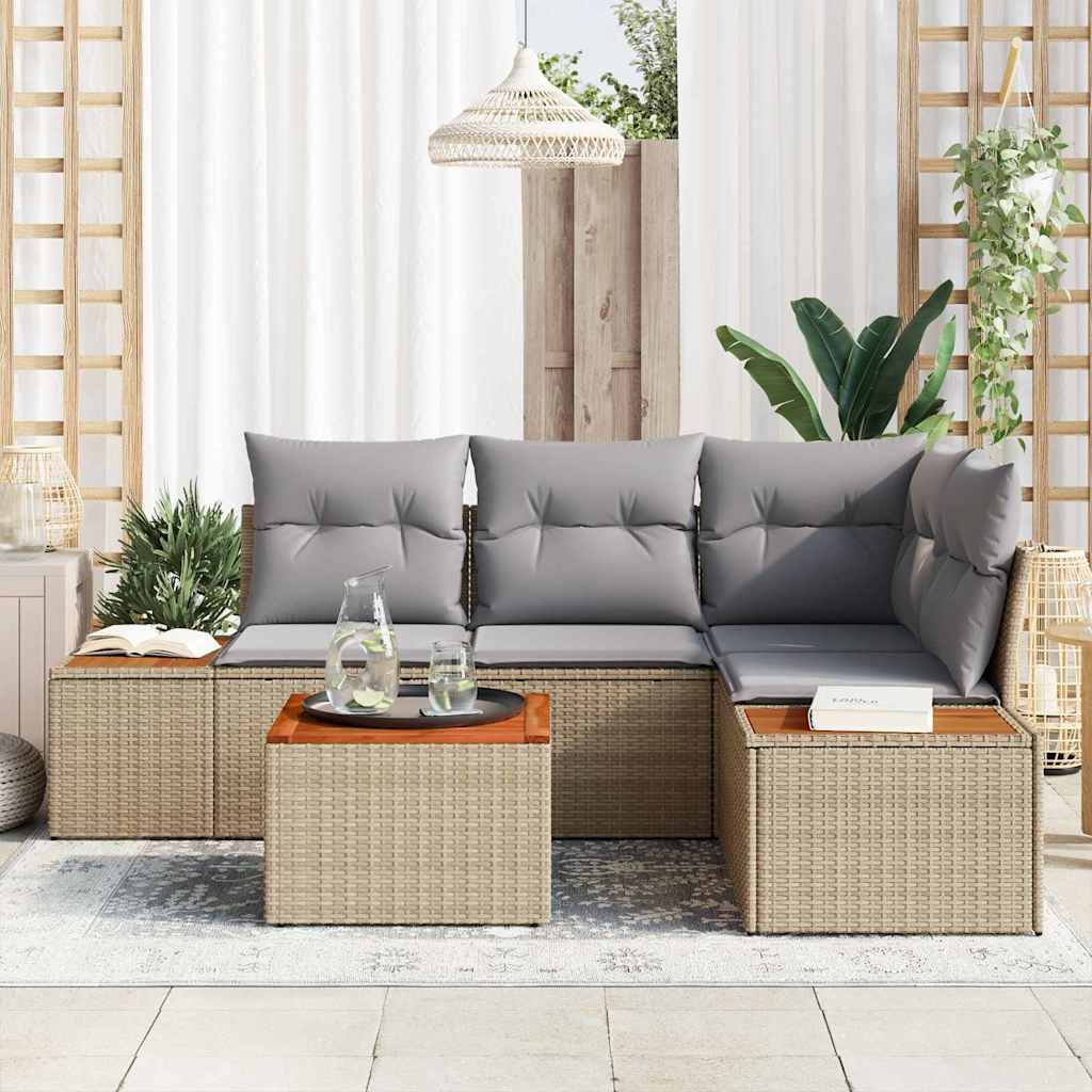 Havesofa Sæt 5 Stk. Poly Rattan - Billede 3