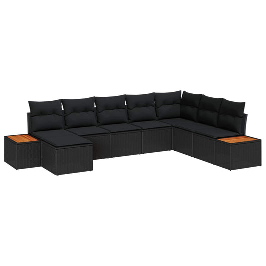Havesofa Sæt Med Pude 8 Dele Poly Rattan - Hovedbillede