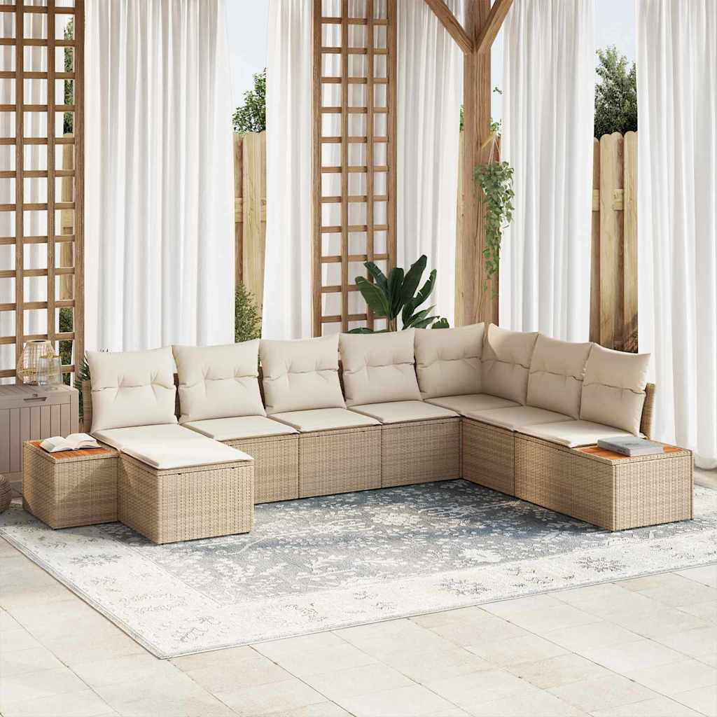 Havesofa Sæt Med Pude 8 Dele Poly Rattan - Variant 3348147
