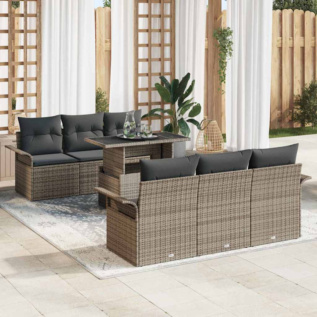 Havesofa Sæt Med Pude 7 Dele Polyrattan
