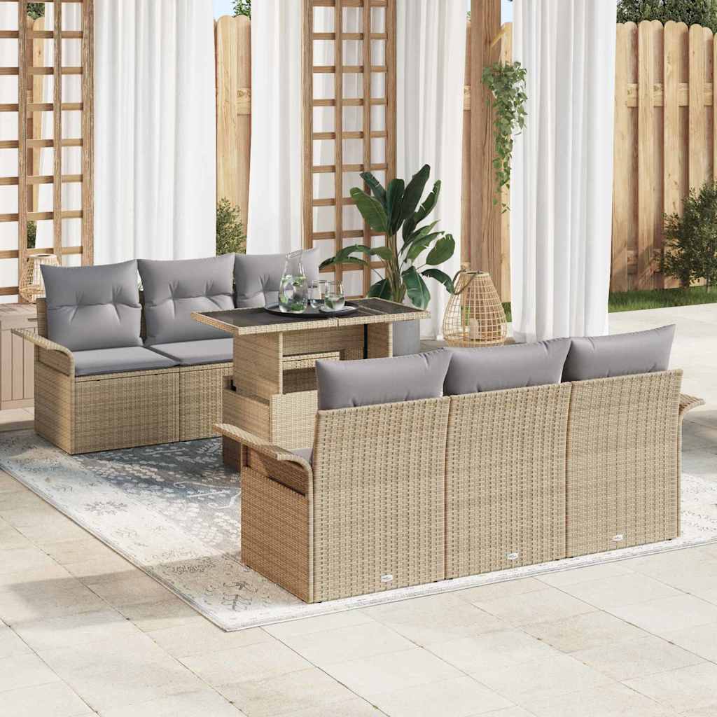 Havesofa Sæt Med Pude 7 Dele Polyrattan