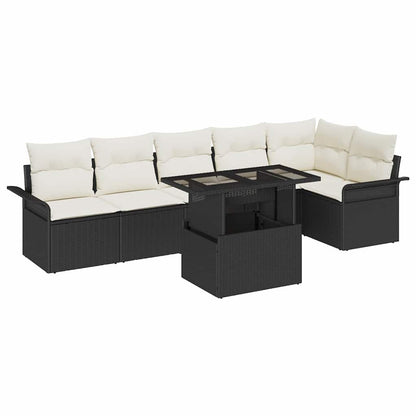 Havesofa Sæt Med Pude 7 Dele Poly Rattan - Billede 2