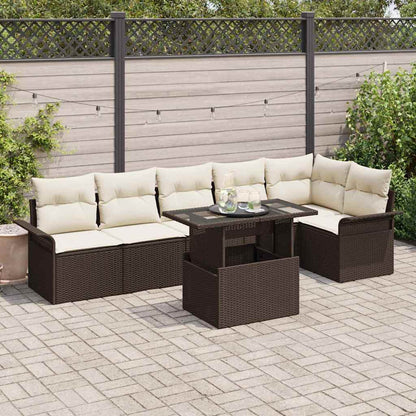 Havesofa Sæt Med Pude 7 Dele Poly Rattan