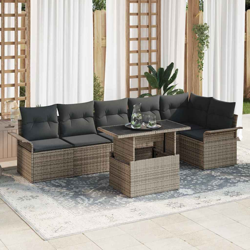 Havesofa Sæt Med Pude 7 Dele Poly Rattan