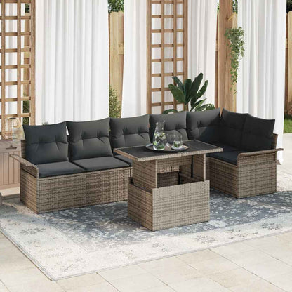 Havesofa Sæt Med Pude 7 Dele Poly Rattan