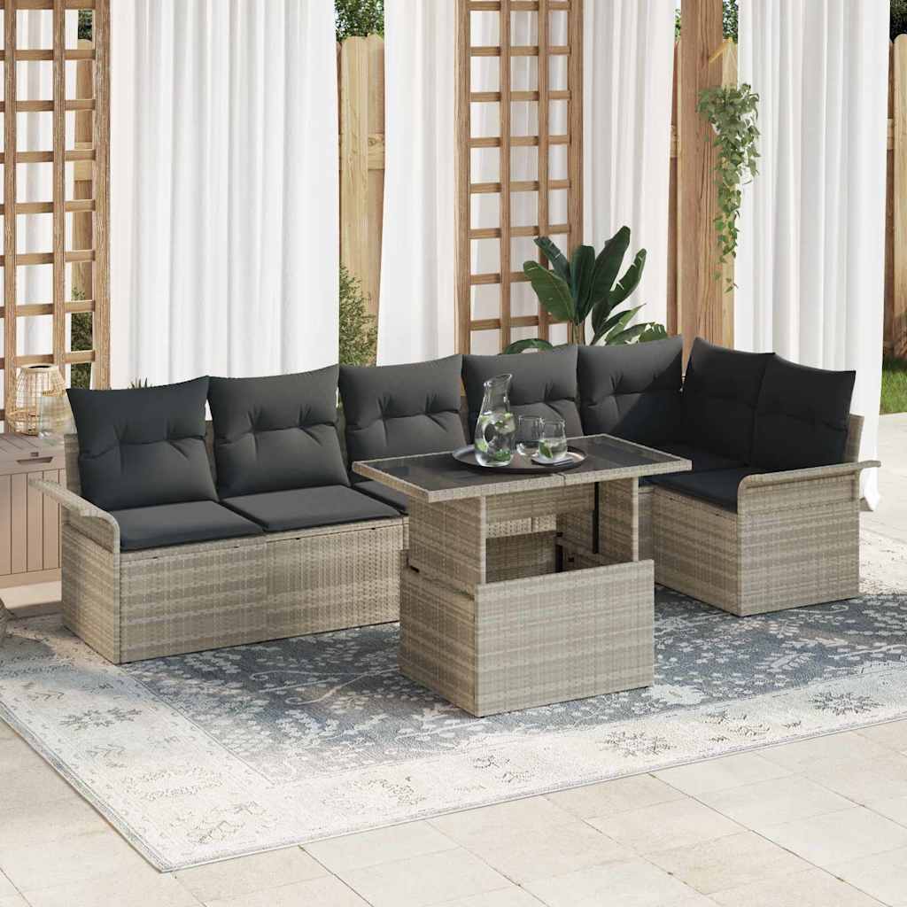 Havesofa Sæt Med Pude 7 Dele Poly Rattan