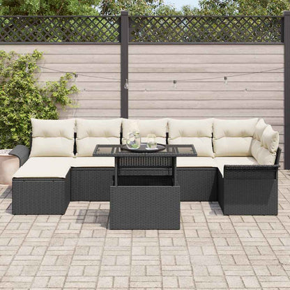 Havesofa Sæt Med Pude 8 Dele Poly Rattan - Billede 3