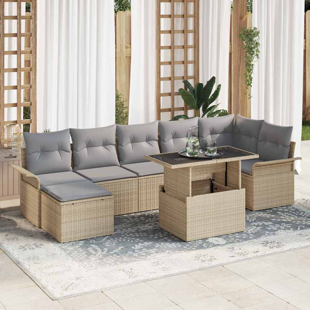Havesofa Sæt Med Pude 8 Dele Poly Rattan