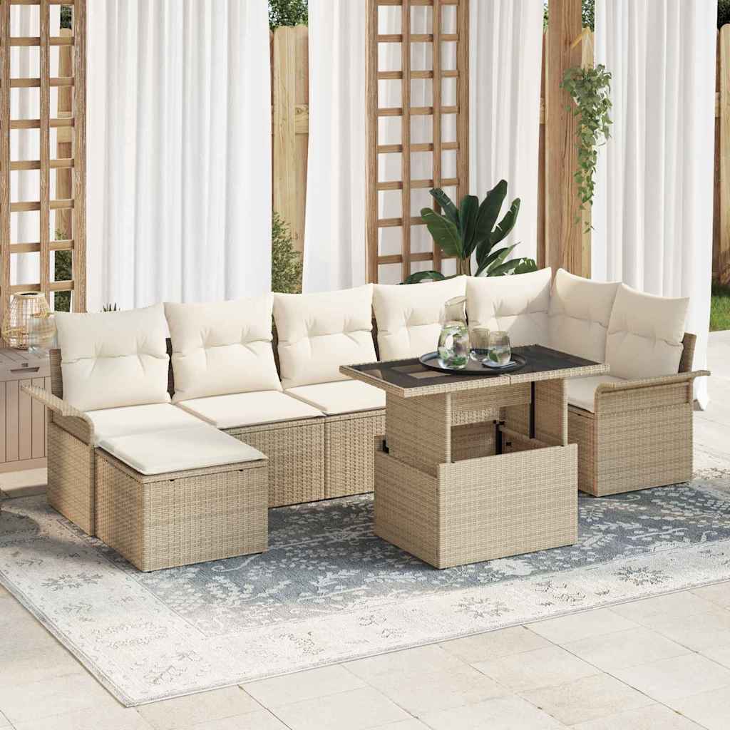 Havesofa Sæt Med Pude 8 Dele Poly Rattan