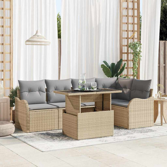 Spisestuesæt 6 Stk. Poly Rattan - Hovedbillede