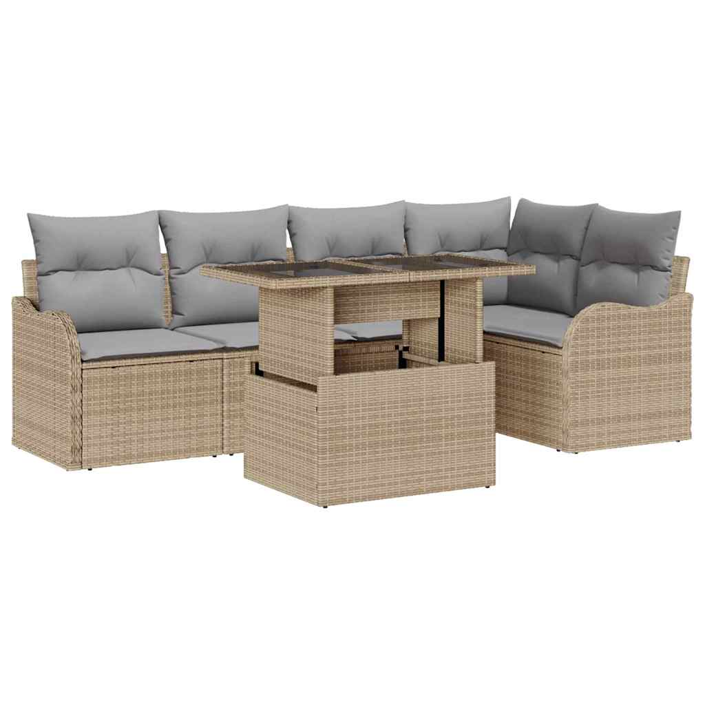 Spisestuesæt 6 Stk. Poly Rattan - Billede 2