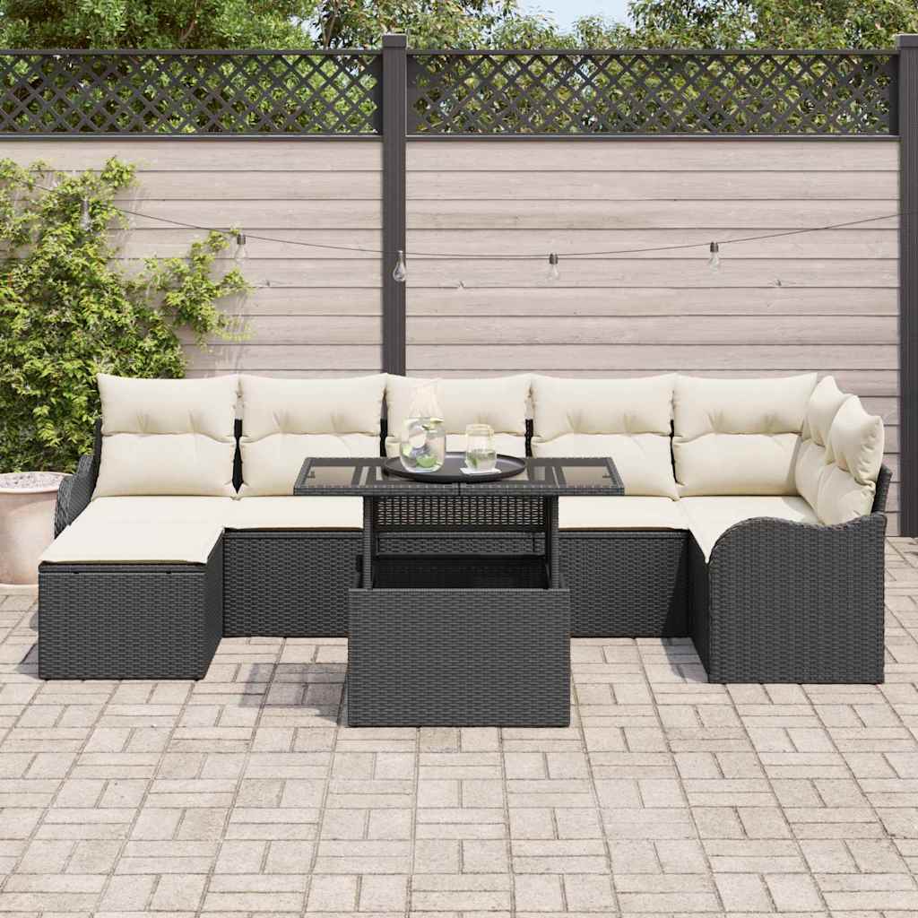 Havesofa Sæt Med Pude 8 Dele Poly Rattan - Billede 3