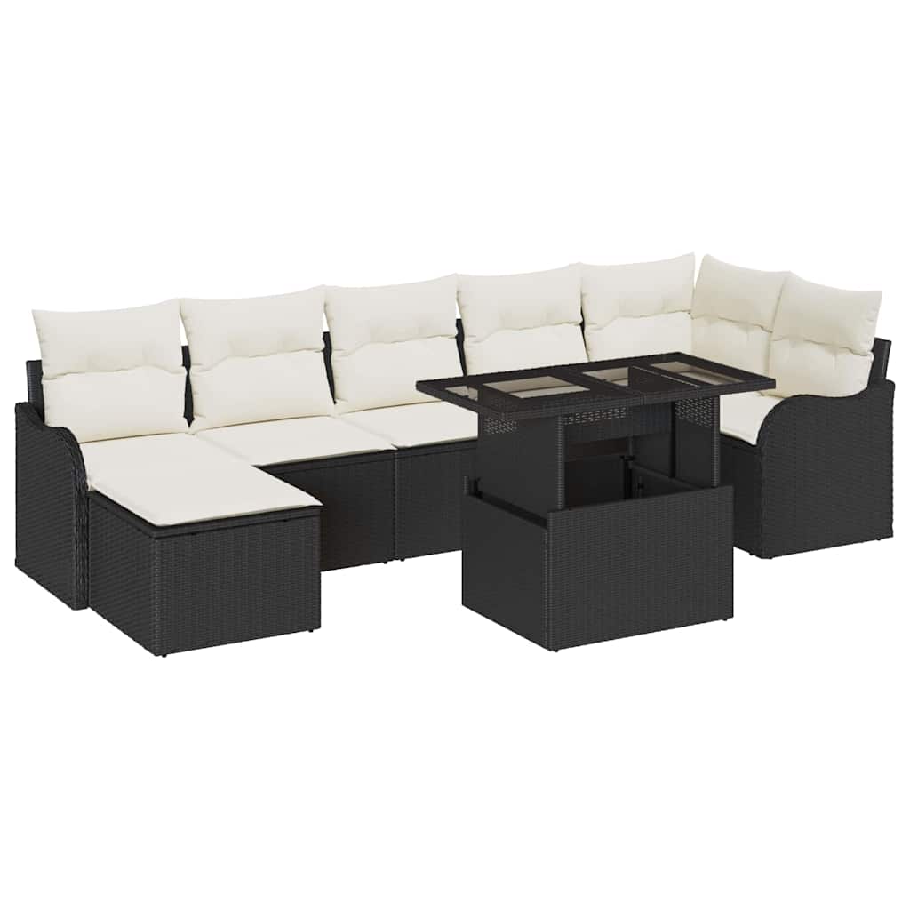 Havesofa Sæt Med Pude 8 Dele Poly Rattan - Billede 2