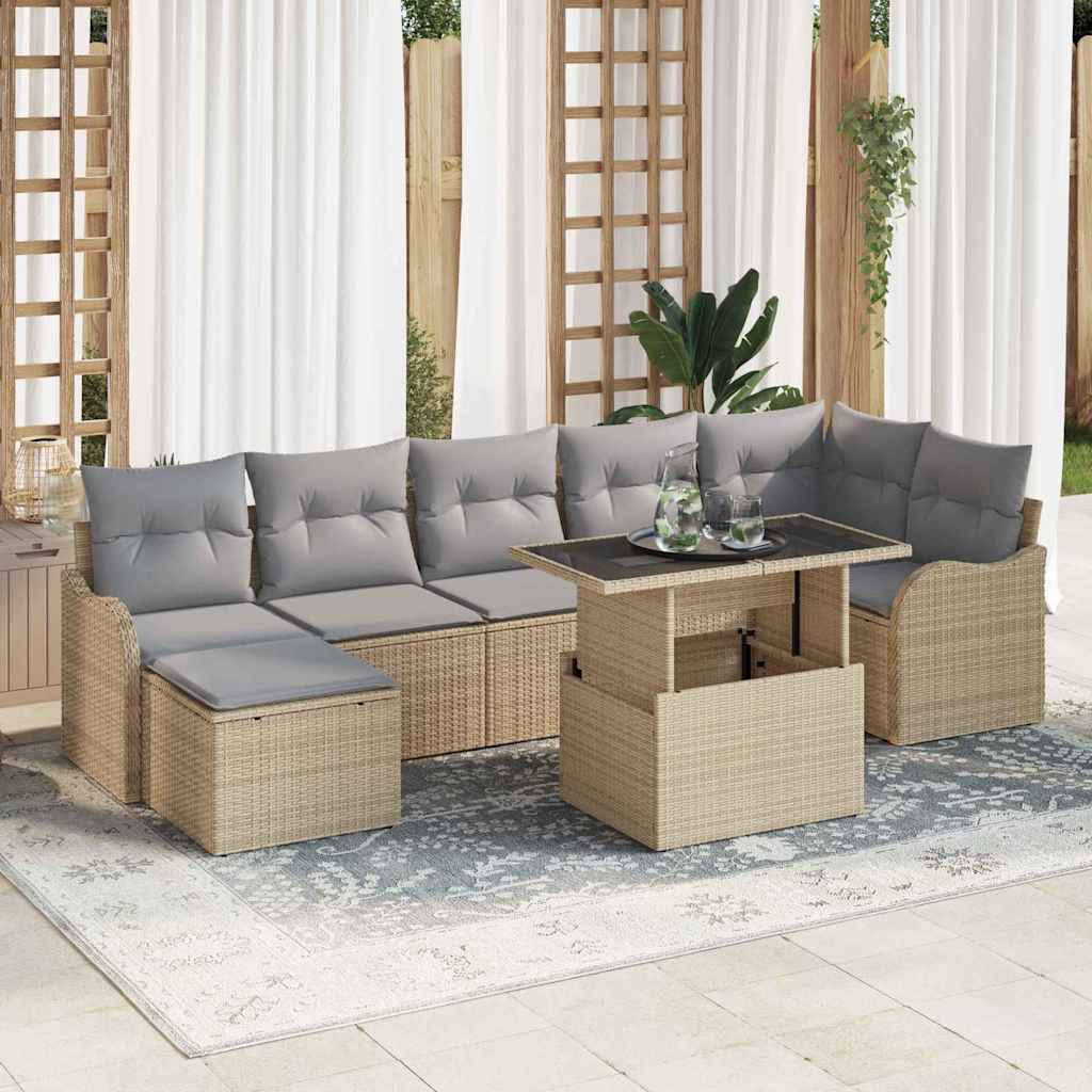 Havesofa Sæt Med Pude 8 Dele Poly Rattan