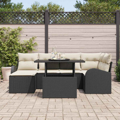 Havesofa Sæt 7 Stk. Sort Og Cream Polyrattan - Billede 3