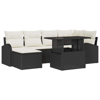Havesofa Sæt 7 Stk. Sort Og Cream Polyrattan - Billede 2